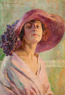 The flower hat, 1921. Creator: Carpanetto, Giovanni Battista (1863-1928).