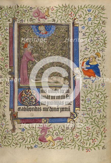 Job Pointing to a Corpse on the Ground; Book of Hours, about 1410. Creator: Unknown.