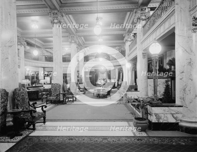 Hotel Utica, reception lobby, Utica, N.Y., between 1905 and 1915. Creator: Unknown.