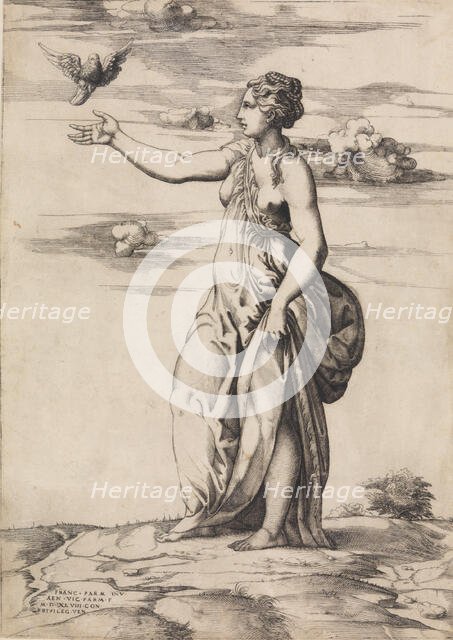 Proserpine Changing Aesculapius into an Owl, 1548. Creator: Enea Vico.