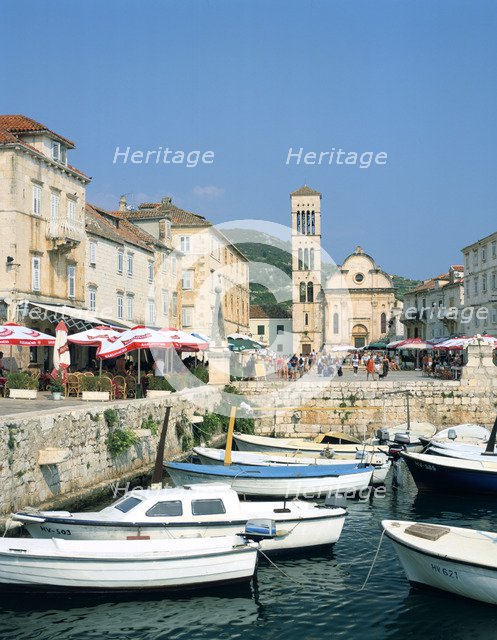 Harbour and cathedral, Hvar, Croatia.