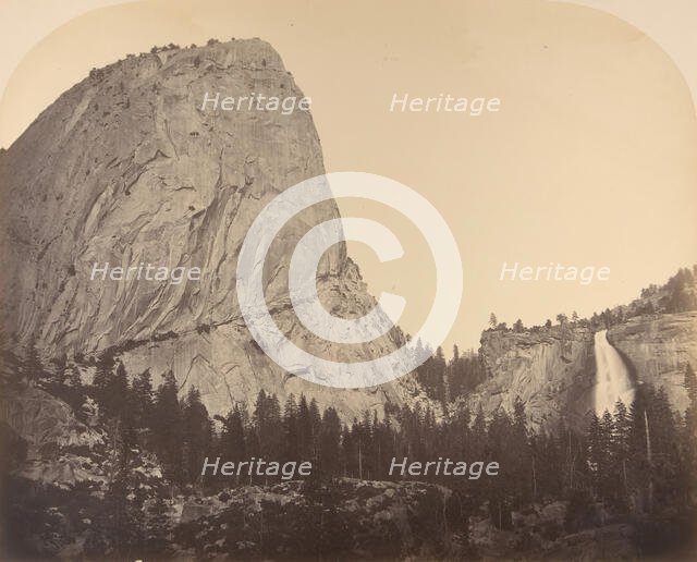 Mt. Broderick and Nevada Fall. Fall = 700 ft., 1861, Yosemite. Creator: Carleton Emmons Watkins.