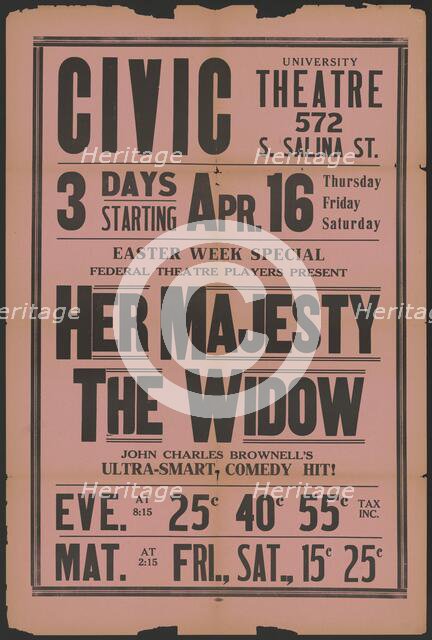 Her Majesty the Widow 2, Syracuse, NY, 1936. Creator: Unknown.