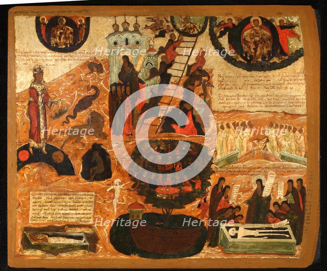 The Ladder of Divine Ascent, Mid of 17th cen.. Artist: Russian icon  