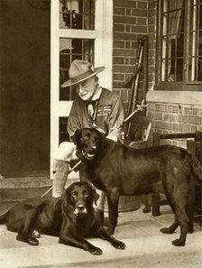Robert Baden-Powell at home with his dogs, c1929, (1935). Creator: Unknown.