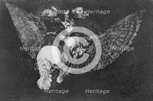 The Proverbs or The Follies, series of etchings by Francisco de Goya, plate 5: 'Disparate volante…