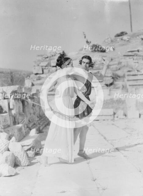 Kanellos dance group at ancient sites in Greece, 1929 Creator: Arnold Genthe.