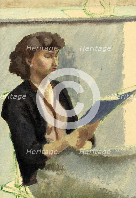 Seated woman reading, c1953. Creator: Shirley Markham.