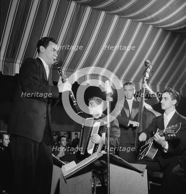 Portrait of Abe Most, Pete Ponti, Sid Jacobs, and Jimmy Norton, Hickory House, N.Y., ca. June 1947. Creator: William Paul Gottlieb.