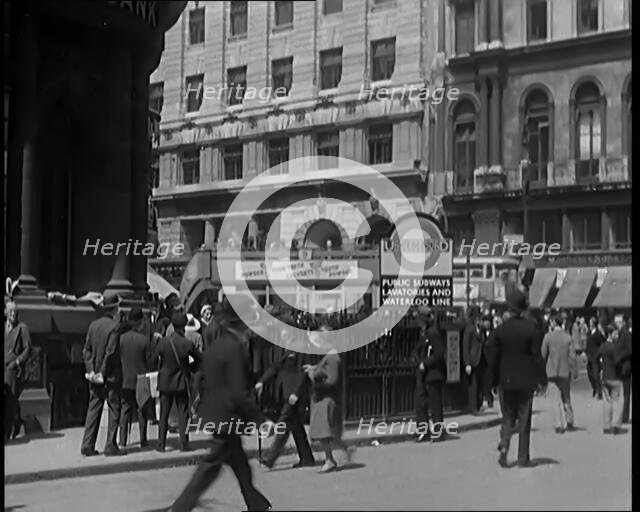 Exteriors of Buildings and UnderGround Station in London, 1931. Creator: British Pathe Ltd.