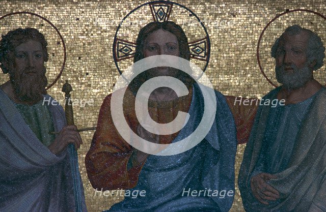 Early Christian mosaic of Christ with the Saints Paul and Peter, 1st century. Artist: Unknown