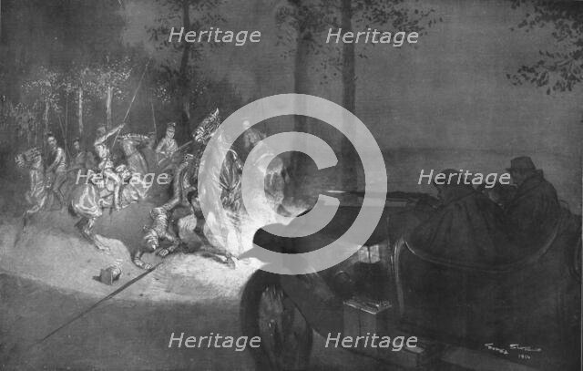 ''Recontre Nocturne au Coin D'un Bois; Comment on Aveugle une Patrouille', 1914. Creator: Georges Bertin Scott.