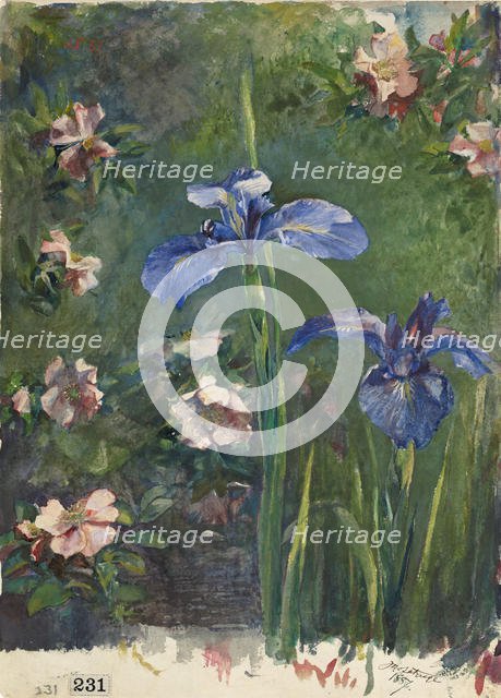 Wild Roses and Irises, 1887. Creator: John La Farge.