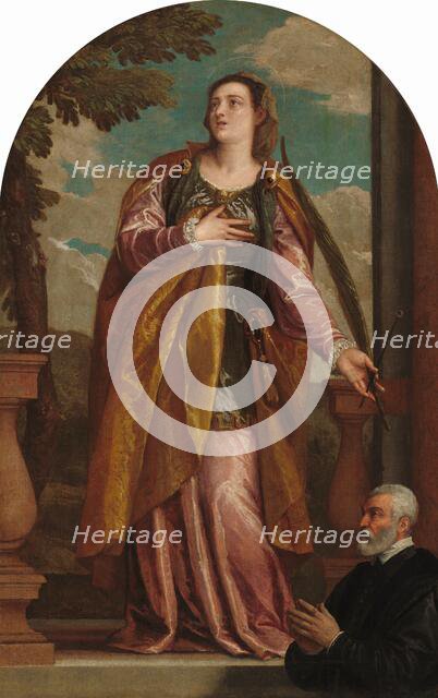 Saint Lucy and a Donor, c. 1585/1595. Creators: Paolo Veronese, Gabriele Caliari.