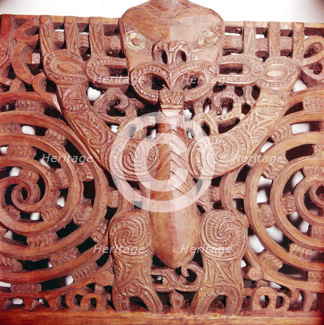 Maori Woodcarving representing panel detail of  Ancestor. Artist: Unknown.