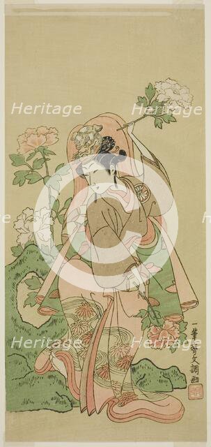 The Actor Segawa Kikunojo II in Shakkyo Dance in the Play Soga Moyo Aigo no...,  c. 1769. Creator: Ippitsusai Buncho.