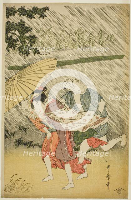 Lovers under an Umbrella, Japan, c. 1797. Creator: Kitagawa Utamaro.