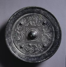 Mirror with a Central Square, an Immortal, and Auspicious Animals, 2nd century. Creator: Unknown.