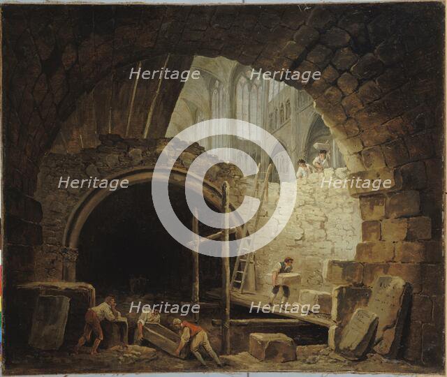 La Violation des caveaux des rois dans la basilique de Saint-Denis, en octobre 1793, c1793. Creator: Hubert Robert.