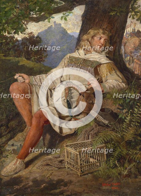 Heinrich der Vogler sitting under a tree. Creator: Walter, Ottokar (1853-1904).