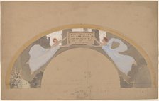Study of Two Female Figures in Arched Border, 1890/1897. Creator: Charles Sprague Pearce.
