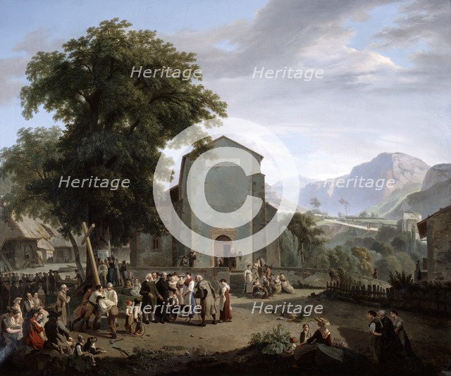 'The re-establishment of worship after the Revolution', 19th century.   Artist: Rodolphe Topffer