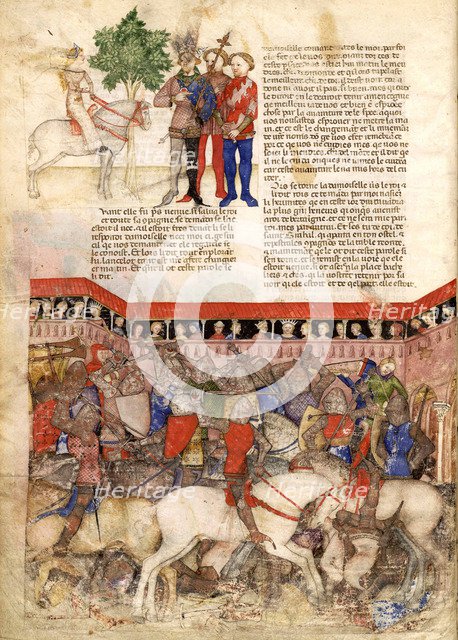 The Knights of the Round (Miniature from La Quête du Saint Graal et la Mort d'Arthus), ca 1220. Artist: Anonymous master  