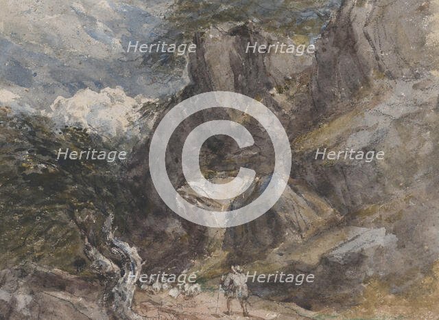 Driving Sheep in a Rocky Landscape, ca. 1846. Creator: David Cox the elder.