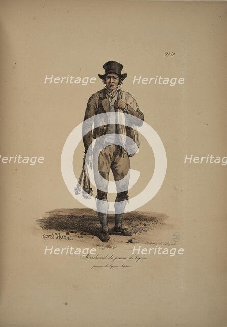 Rabbit skin vendor. From the Series "Cris de Paris" (The Cries of Paris), 1815. Creator: Vernet, Carle (1758-1836).