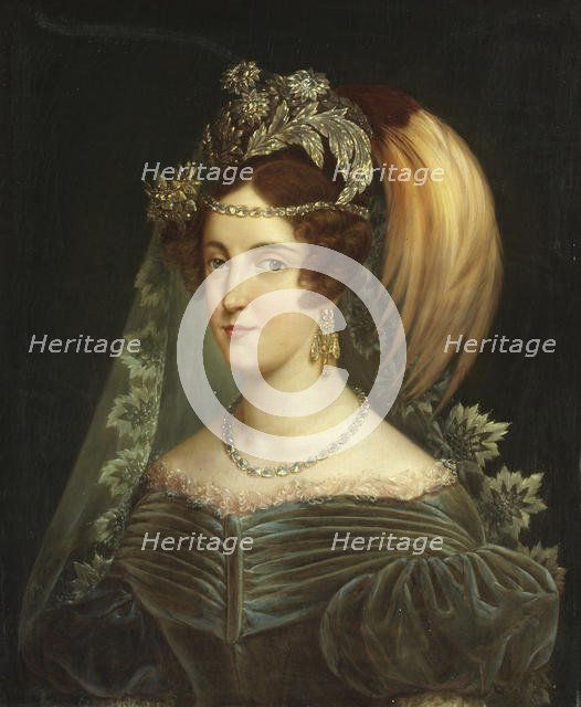 Portrait of Maria Cristina of Savoy (1812-1836), Queen of the Two Sicilies, 1830. Creator: Navarra, Giuseppe (active End of 18th - Early 19th cen.).