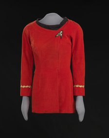 Red Starfleet uniform worn by Nichelle Nichols as Lt. Uhura on Star Trek, 1966-1967. Creator: Unknown.