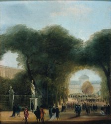 Ascension d'un aérostat, aux Tuileries (le 27 août 1783 ?), c1783. Creator: Ecole Francaise.