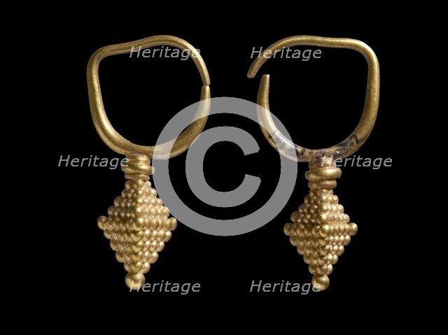 Pair of gold earrings, Parthian, c2nd century. Artist: Unknown.