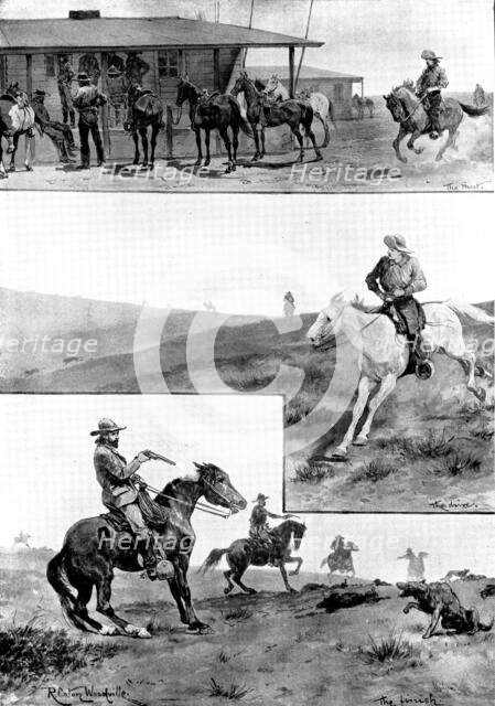 Rounding up wolves in Texas, 1898. Creator: Unknown.