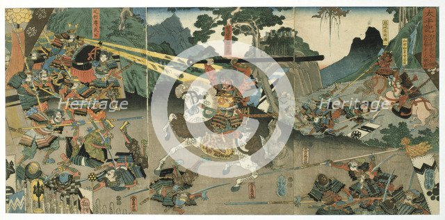 'Battle', from the series '47 Faithful Samurai', 1850-1880. Artist: Utagawa Yoshitora