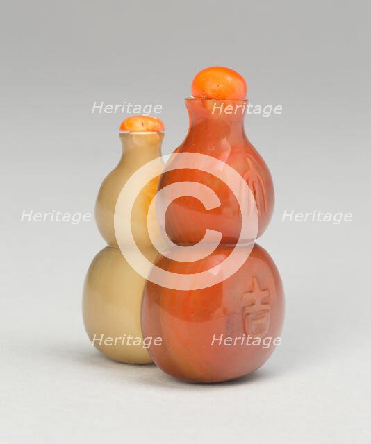 Gourd-Shaped Double Snuff Bottle, Qing dynasty (1644-1911), 1780-1880. Creator: Unknown.