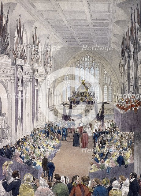 Napoleon III and Empress Eugenie at Guildhall, London, 1855. Artist: Edmund Morin