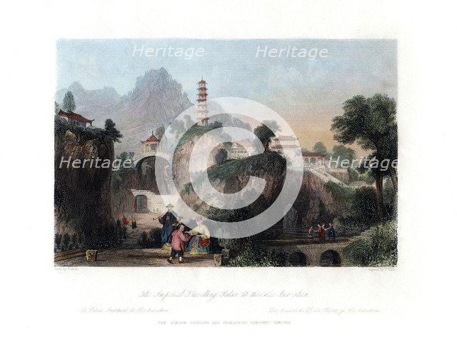'The Imperial Travelling Palace at the Hoo-Kew-Shan', China, c1840.Artist: J Sands