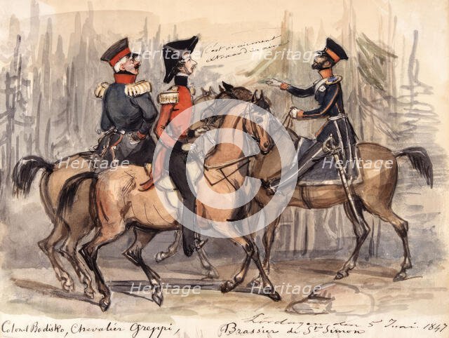 Military on horseback, Saturday 5 June 1847.  Creator: Fritz von Dardel.