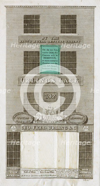 Advertisement for Urling's Lace, London, 1820. Artist: Unknown.