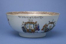 Commemorative punchbowl dedicated to John Wilkes, 1768. Artist: Unknown