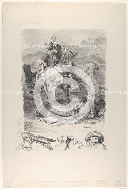 Combat of the Giaour and the Pasha, 1827., 1827. Creator: Eugene Delacroix.