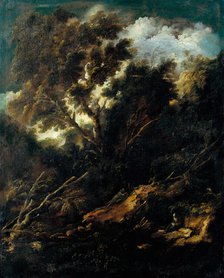 Landscape with a Reading and a Praying Franciscan, 1695-1697. Creator: Antonio Francesco Peruzzini.