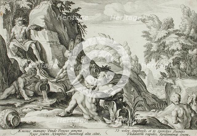 The River God Peneus Surrounded by Other Divinities, published 1589. Creator: Hendrik Goltzius.