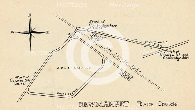 Newmarket Race Course, 1940. Artist: Unknown
