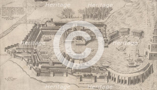 Speculum Romanae Magnificentiae: Birdseye View of the Port of Rome, 1554., 1554. Creator: Giulio de Musi.