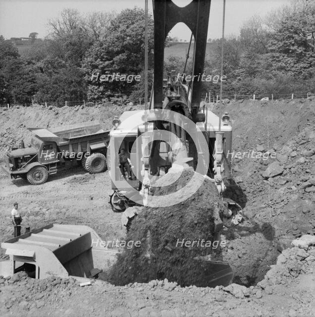 Excavations on the route of the Birmingham to Preston Motorway (M6), Staffordshire, 27/05/1961. Creator: John Laing plc.