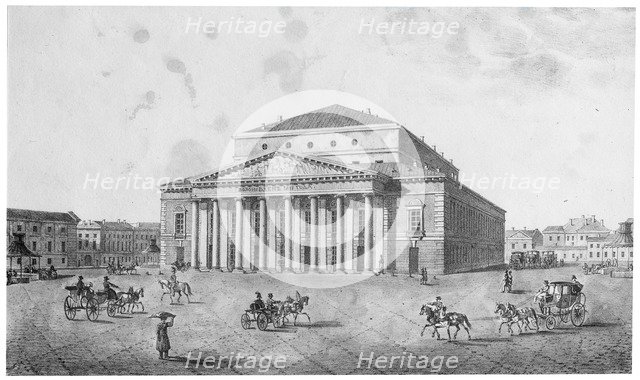 The Imperial Bolshoi Kamenny Theatre, St Petersburg, Russia, 1820s.  Artist: Anon