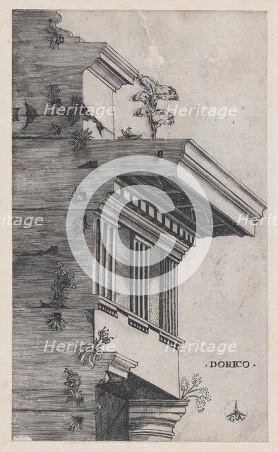 Speculum Romanae Magnificentiae: Doric order, ca. 1537., ca. 1537. Creator: Master GA.