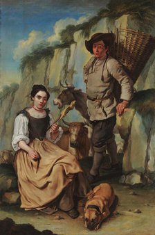 Spinner and farmer with a basket, c1765. Creator: Ceruti, Giacomo Antonio (1698-1767).